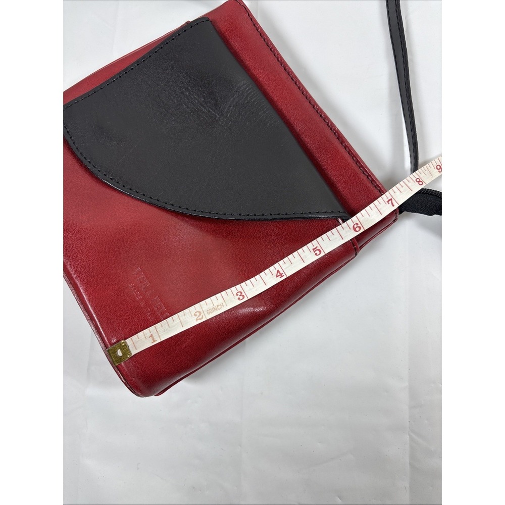 Vera Pelle Genuine Leather Made in Italy Colorblock Red/Black Crossbody Bag RARE - Picture 14 of 15